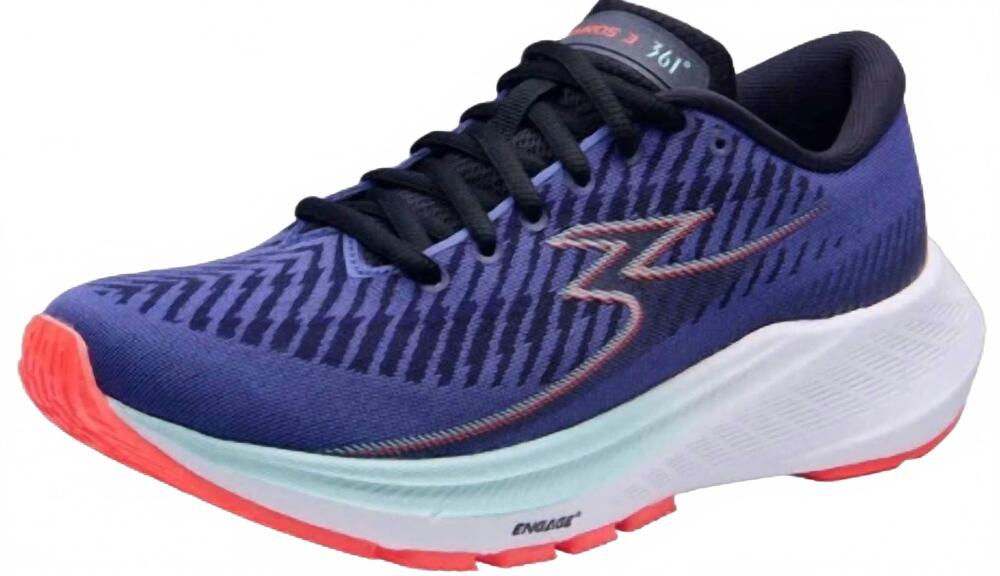NEW 361 DEGREES women's kairos 3 running shoes in skipper blue/neon flare